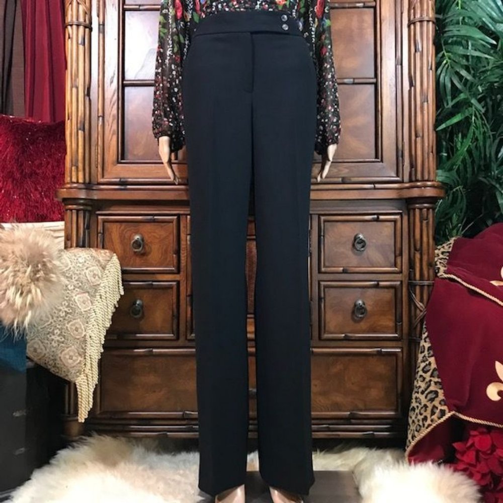 Anne Klein Montmartre Black Crepe Wide Tab Trouser